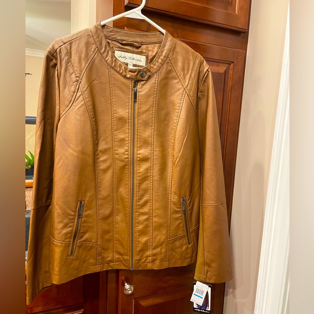 Xl brown light weight leather jacket